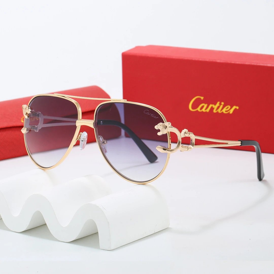 Cartier Red Tinted Lens Geometric Sunglasses, Polished Frame Style 13