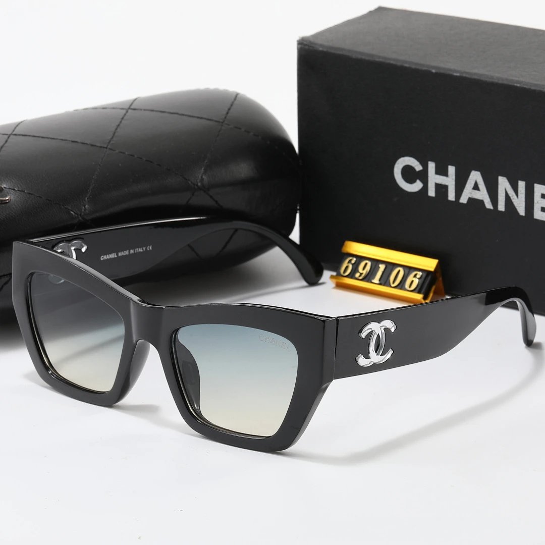 Chanel Black Tinted Lens Square Sunglasses, Polished Frame Style 22