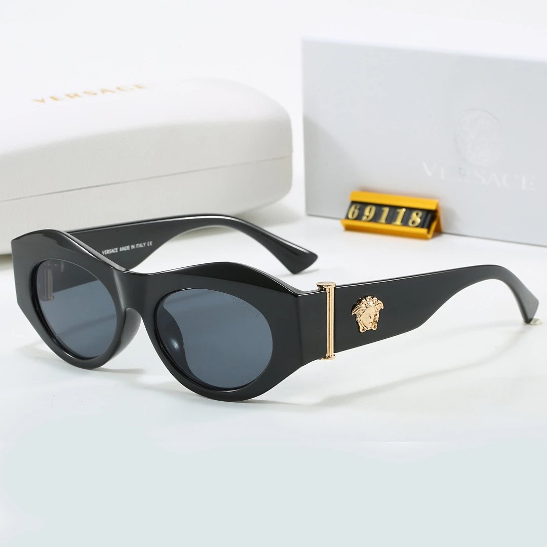 Versace Black Tinted Lens Square Sunglasses, Polished Frame Style 33