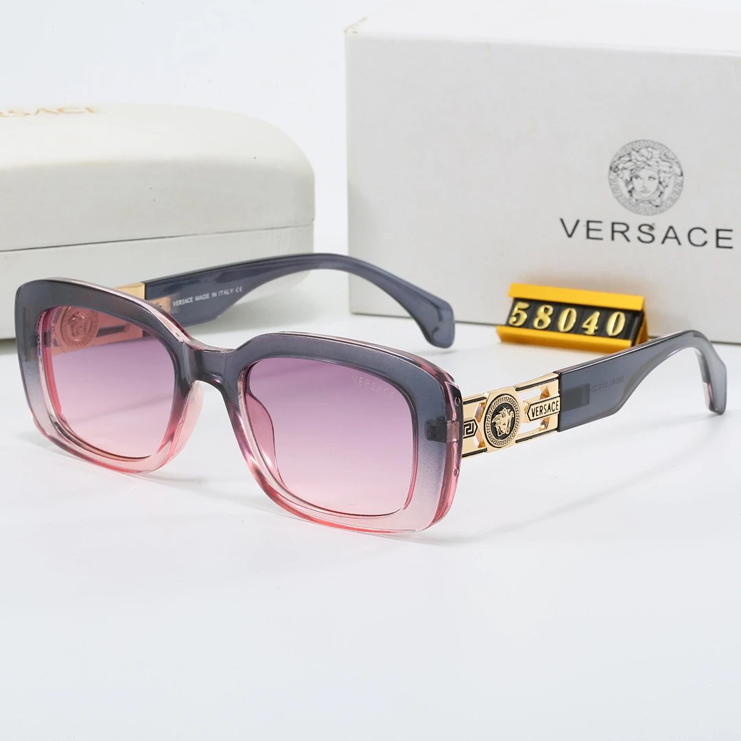 Versace Gray Tinted Lens Square Sunglasses, Polished Frame Style 30