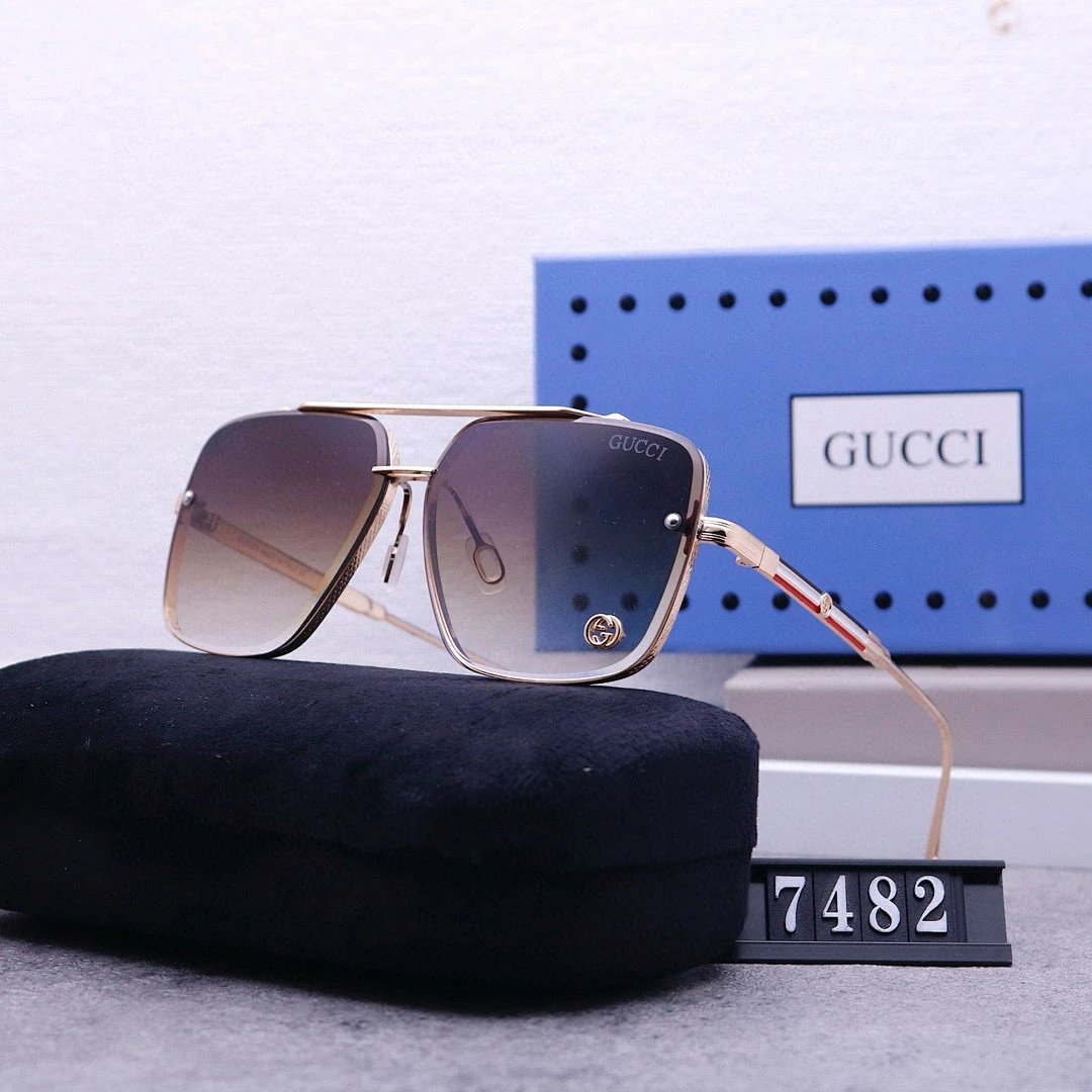Gucci Blue Tinted Lens Square Sunglasses, Polished Frame Style 09