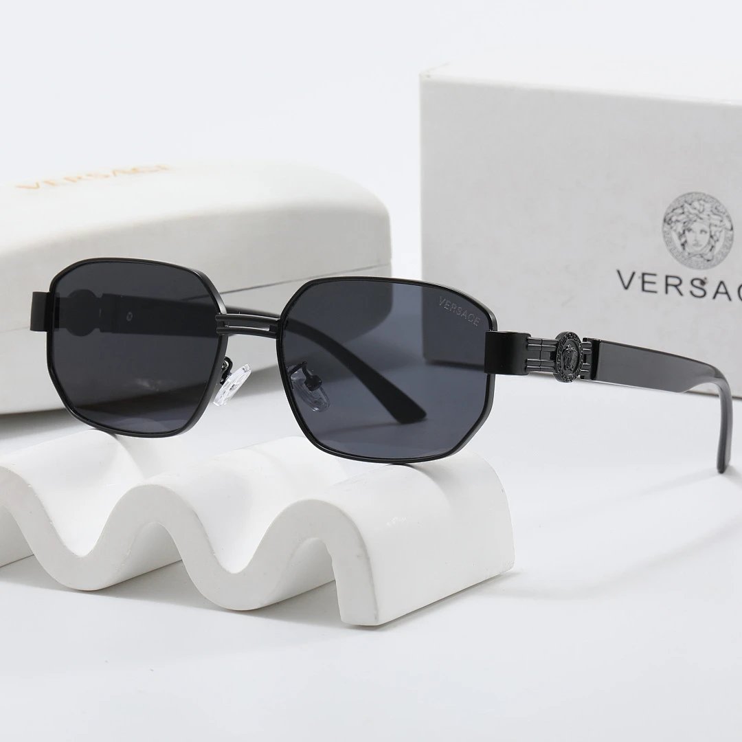 Versace Black Tinted Lens Square Sunglasses, Polished Frame Style 33