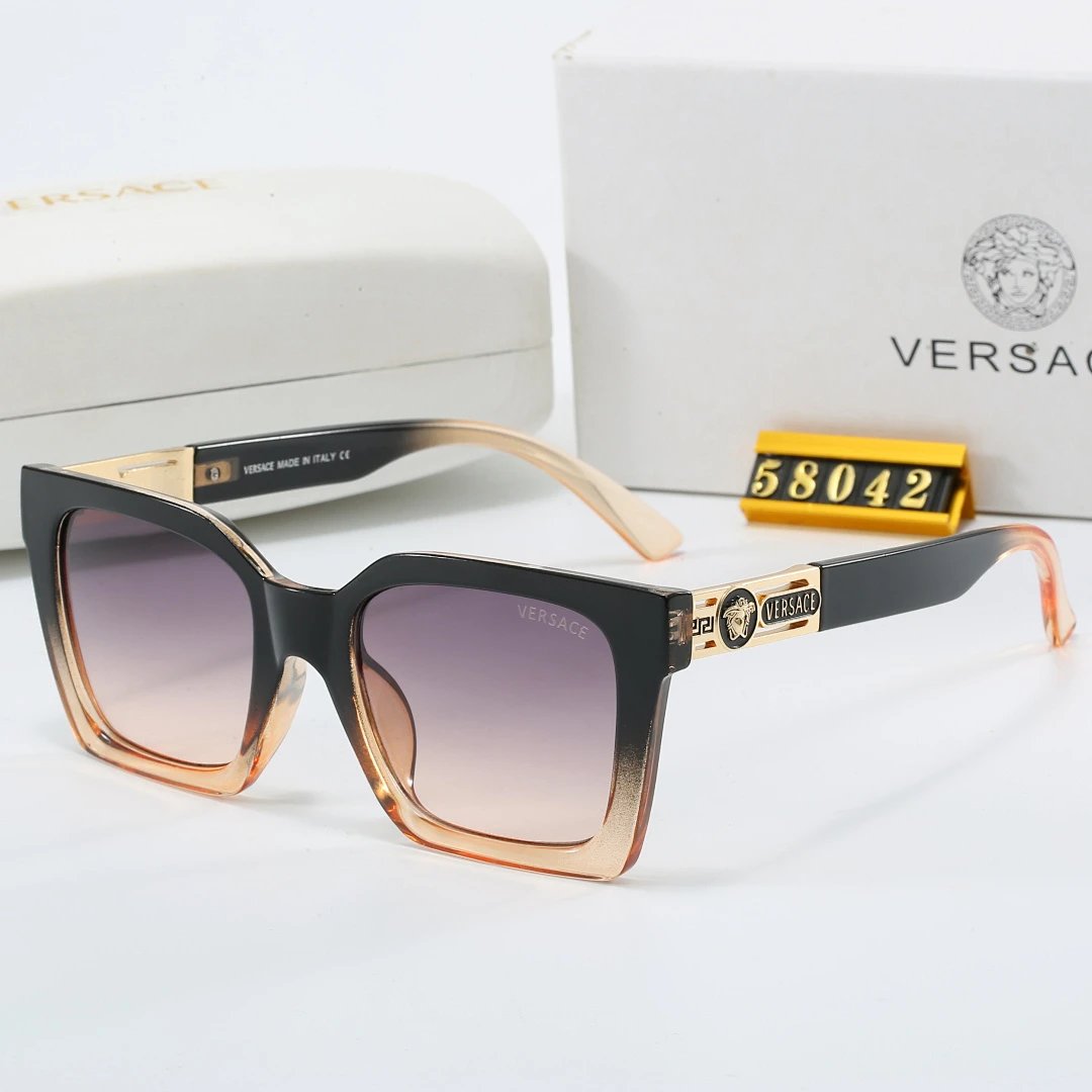 Versace Gray Tinted Lens Square Sunglasses, Polished Frame Style 15