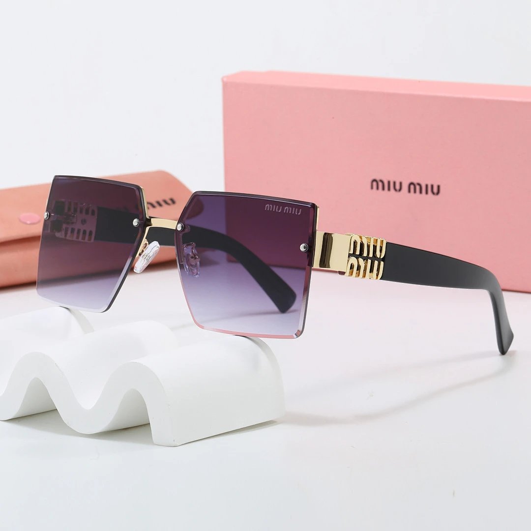 Miu Miu Tinted Lens Square Sunglasses, Polished Frame Style 12