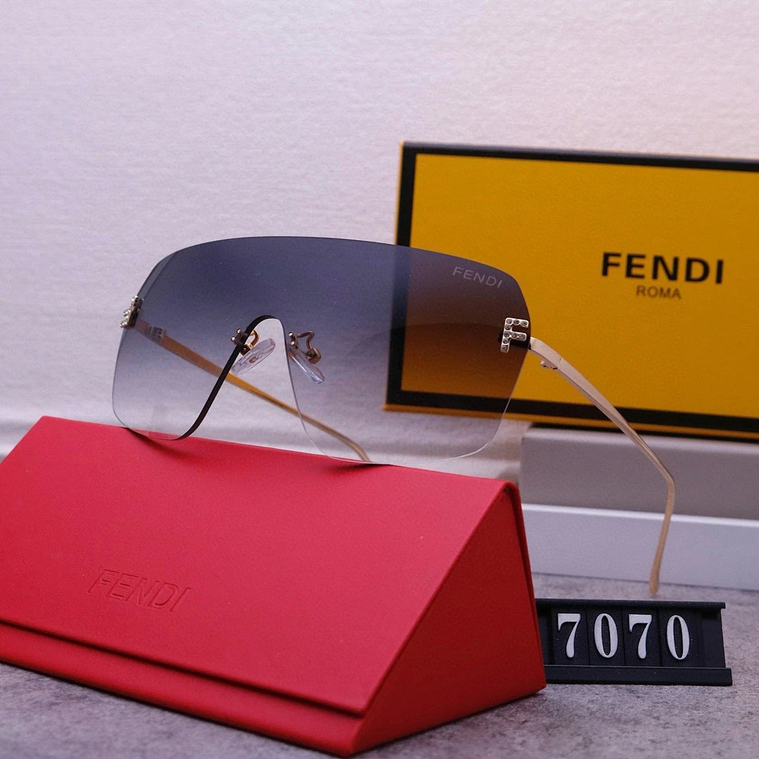 Fendi Red Tinted Lens Square Sunglasses, Polished Frame Style 17