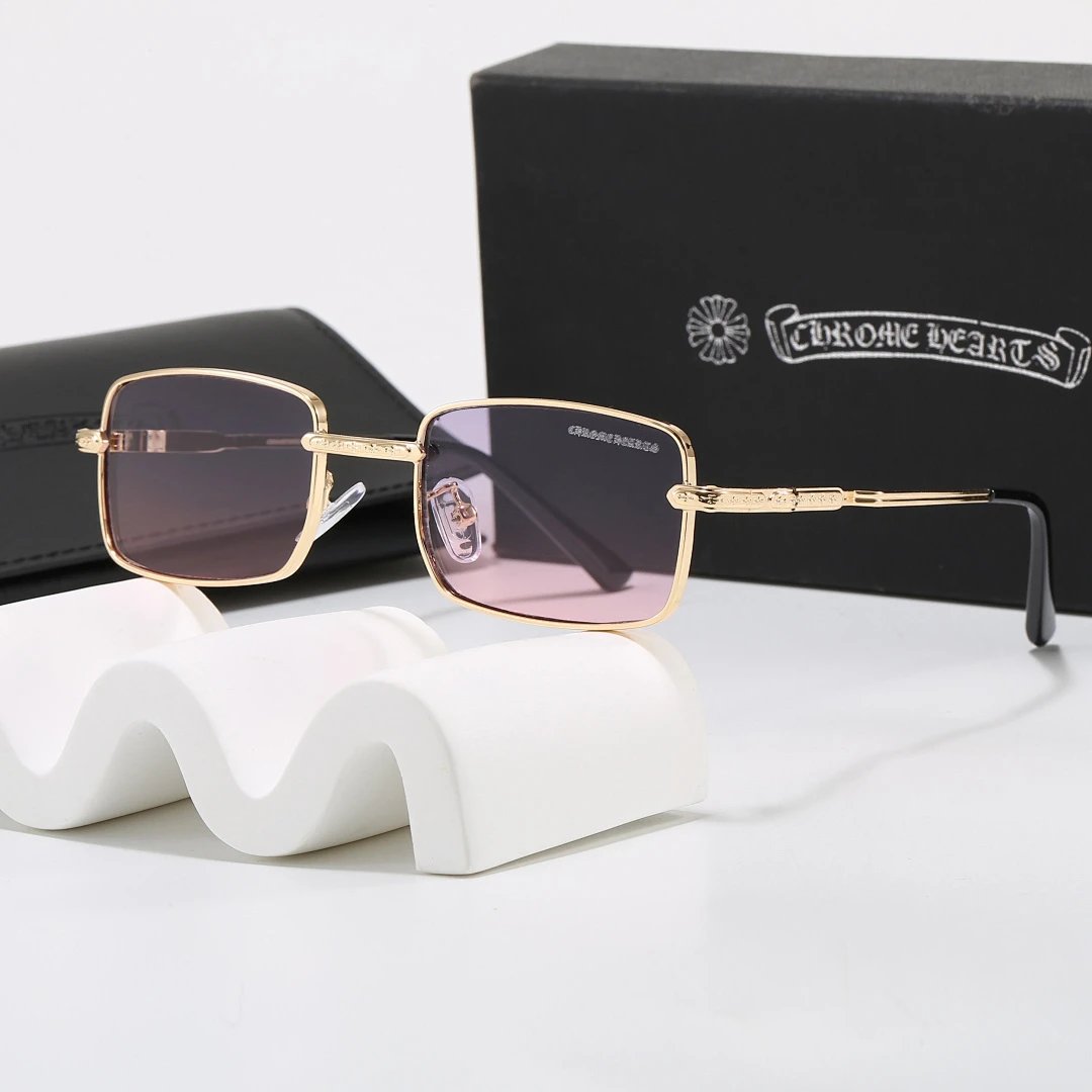 Chrome Hearts Black Tinted Lens Square Sunglasses, Polished Frame Style 05