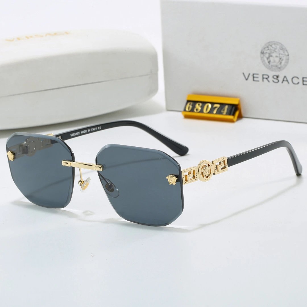 Versace Gray Tinted Lens Square Sunglasses, Polished Frame Style 22