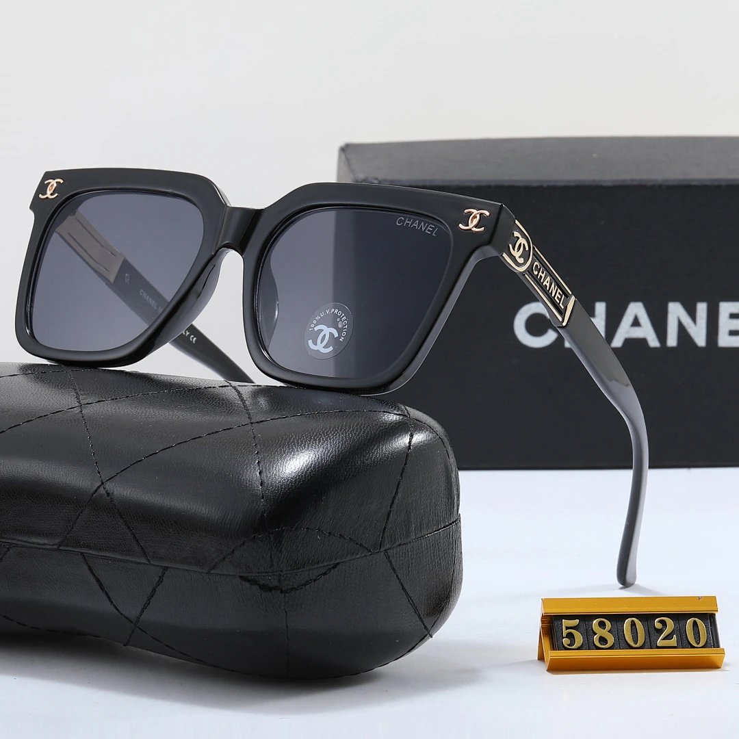 Chanel Black Tinted Lens Square Sunglasses, Polished Frame Style 16