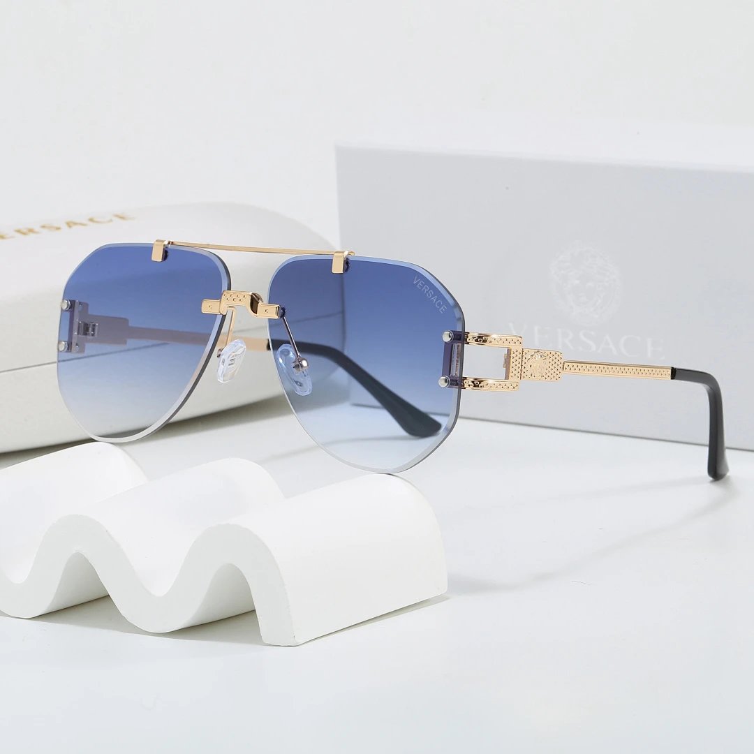 Versace Blue Tinted Lens Square Sunglasses, Polished Frame Style 16