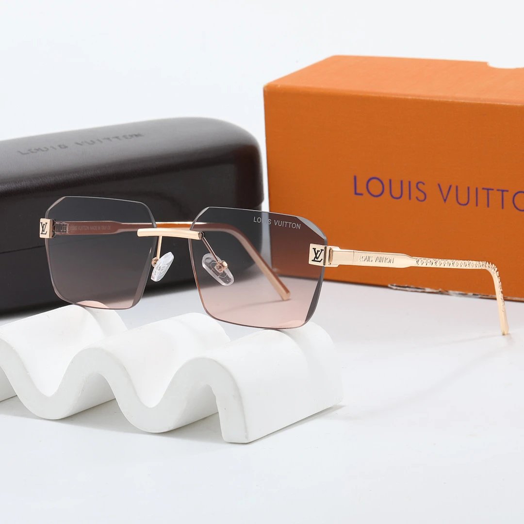 Louis Vuitton Brown Tinted Lens Square Sunglasses, Polished Frame Style 28