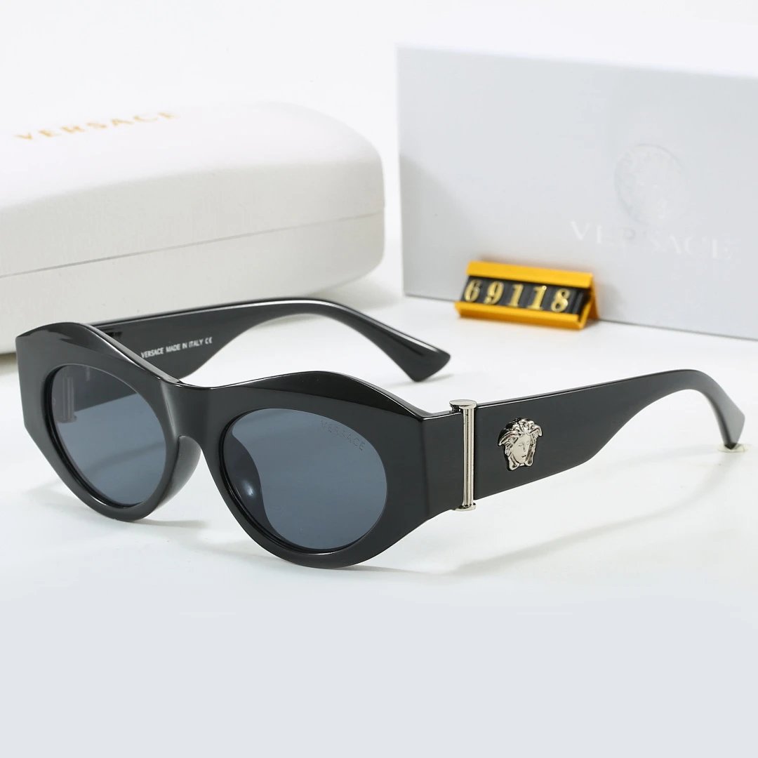 Versace Black Tinted Lens Square Sunglasses, Polished Frame Style 29