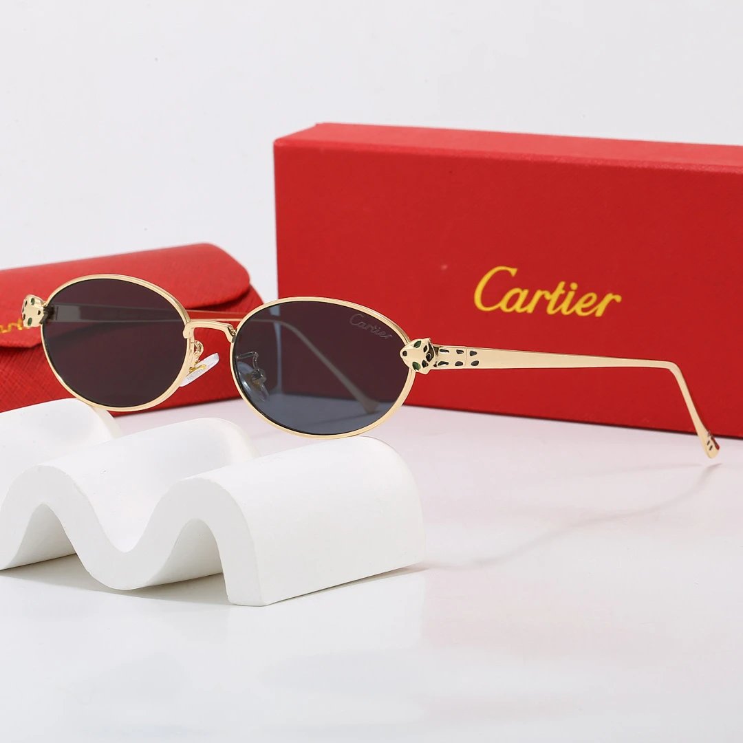 Cartier Red Tinted Lens Geometric Sunglasses, Polished Frame Style 07