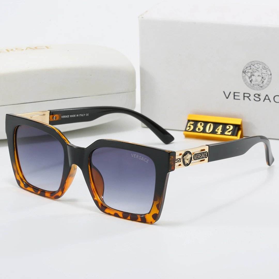 Versace Gray Tinted Lens Square Sunglasses, Polished Frame Style 17