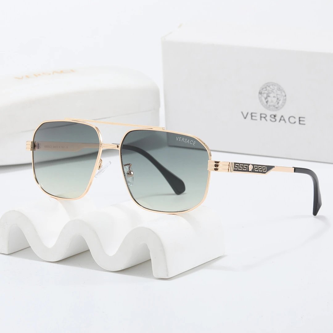 Versace Gray Tinted Lens Square Sunglasses, Polished Frame Style 32