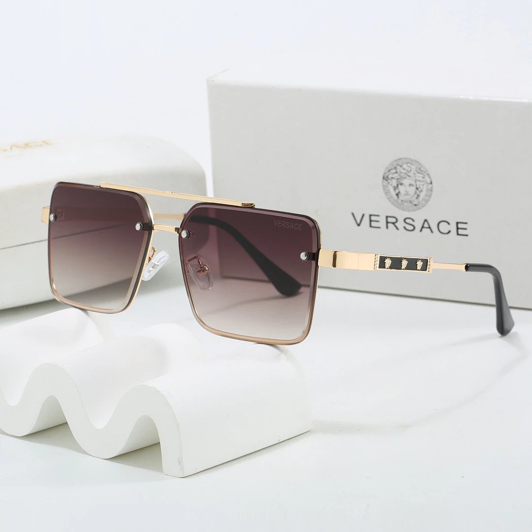 Versace Gray Tinted Lens Square Sunglasses, Polished Frame Style 16
