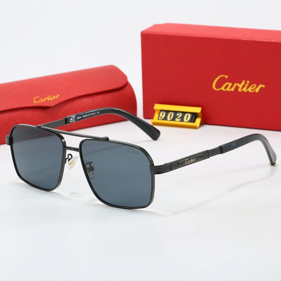 Cartier Red Tinted Lens Geometric Sunglasses, Polished Frame Style 06