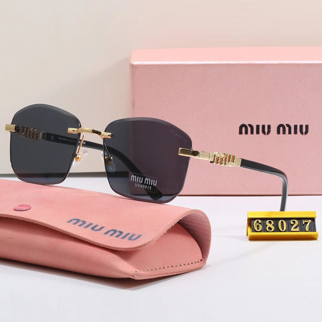 Miu Miu Black Tinted Lens Square Sunglasses, Polished Frame Style 02