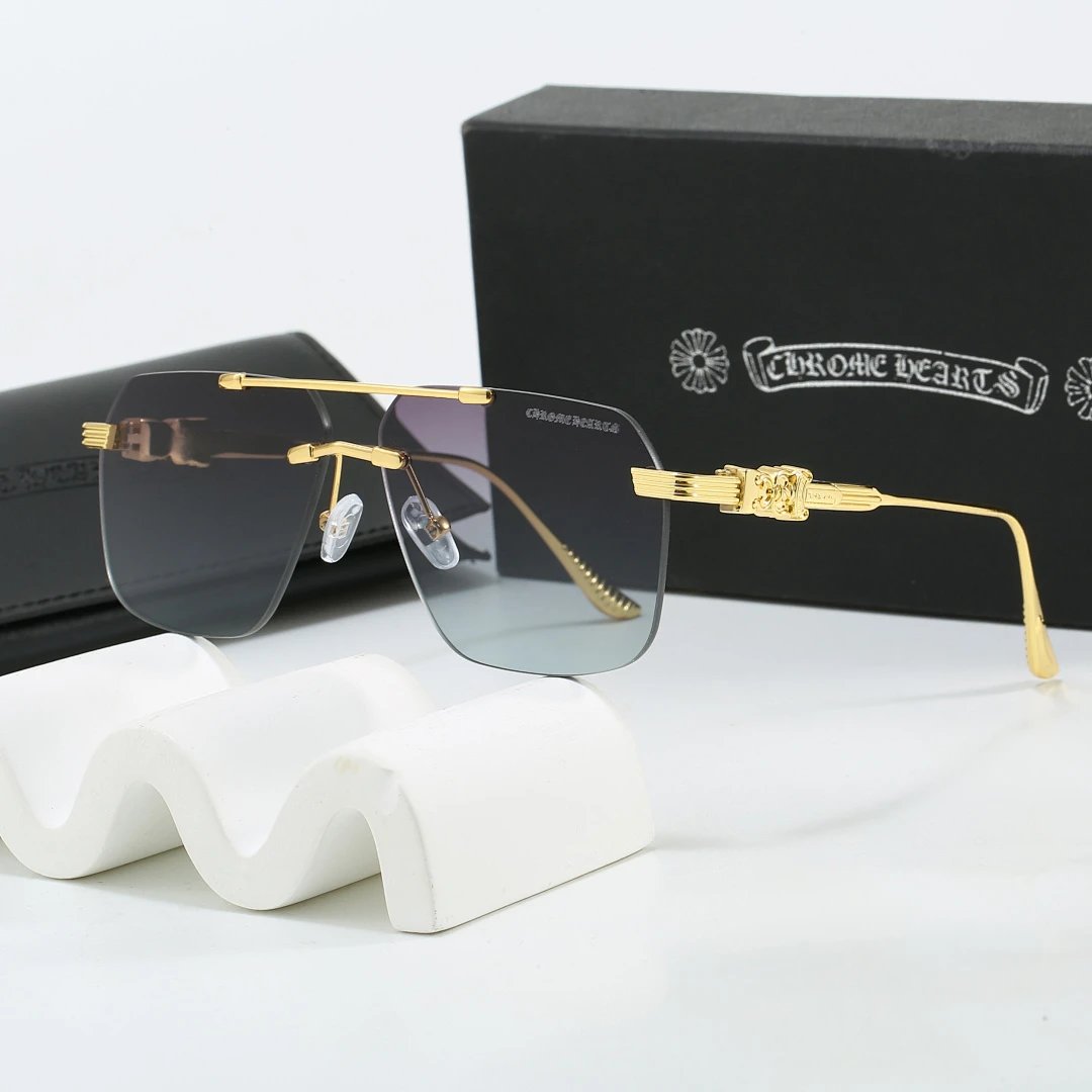 Chrome Hearts Black Tinted Lens Square Sunglasses, Polished Frame Style 04