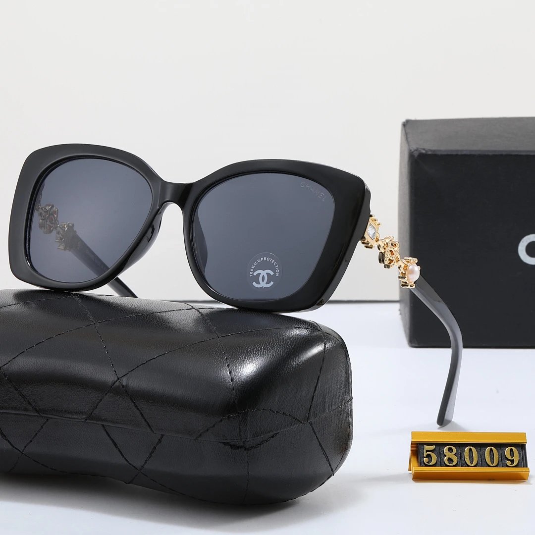 Chanel Black Tinted Lens Square Sunglasses, Polished Frame Style 02