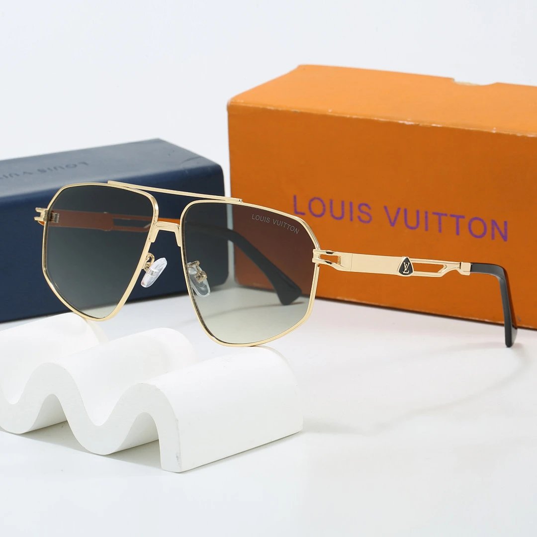 Louis Vuitton Brown Tinted Lens Square Sunglasses, Polished Frame Style 24