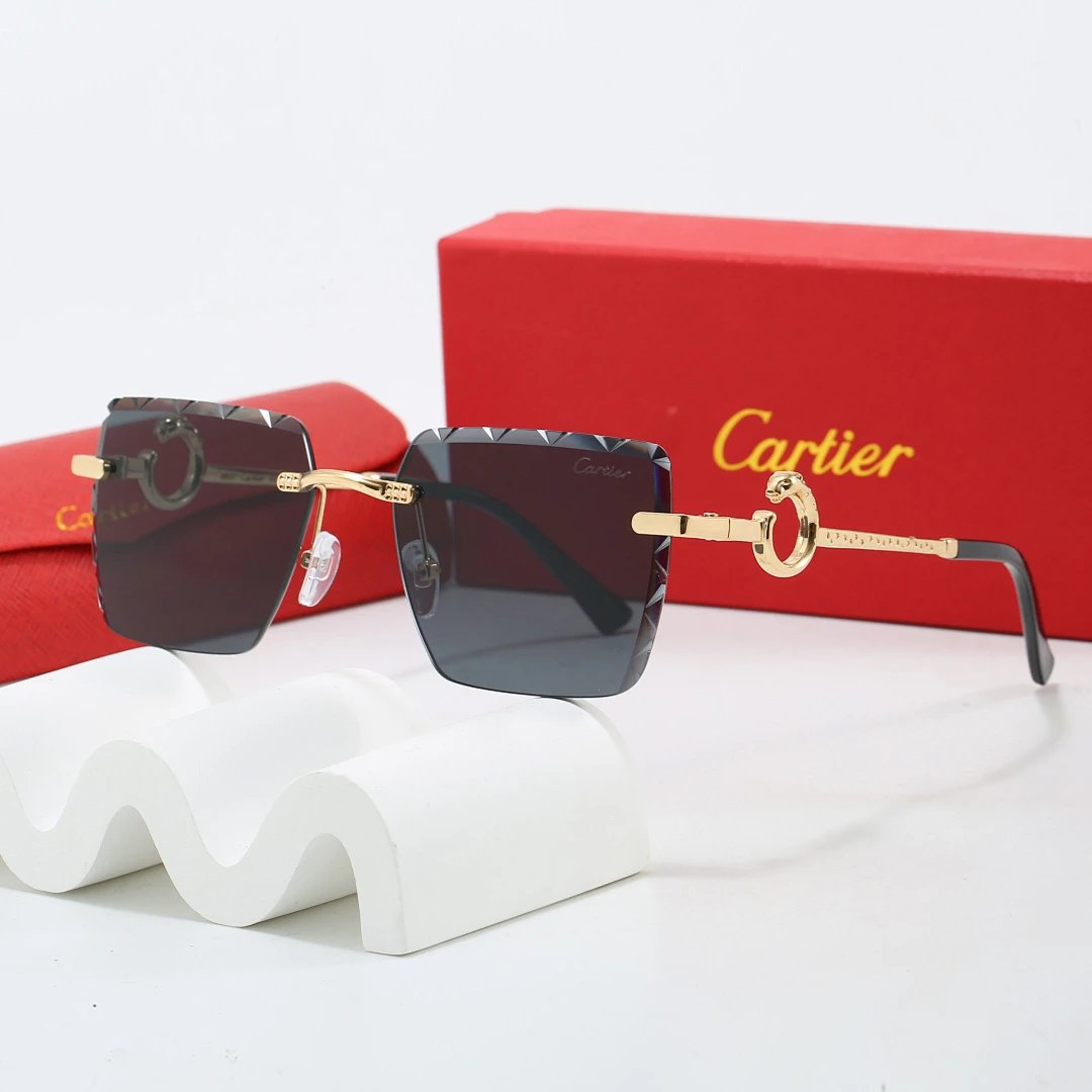 Cartier Red Tinted Lens Geometric Sunglasses, Polished Frame Style 12