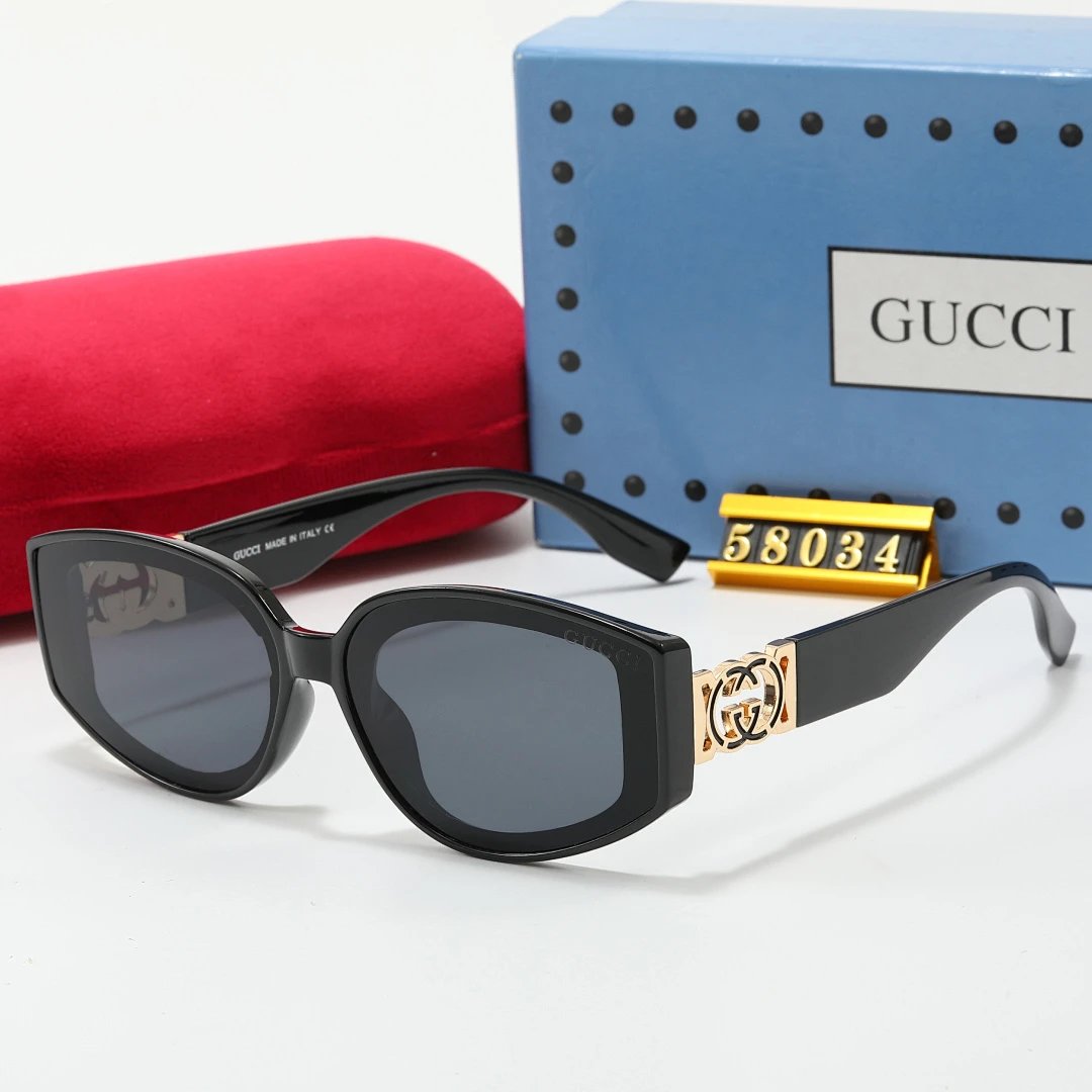 Gucci Gray Tinted Lens Square Sunglasses, Polished Frame Style 35