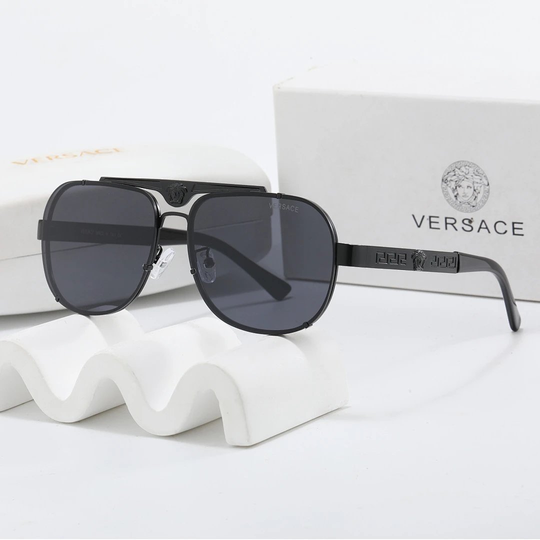 Versace Black Tinted Lens Square Sunglasses, Polished Frame Style 07