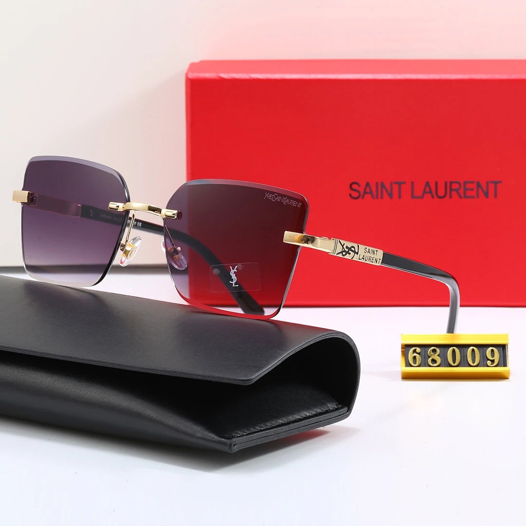 Saint Laurent Tinted Lens Square Sunglasses, Polished Frame Style 09