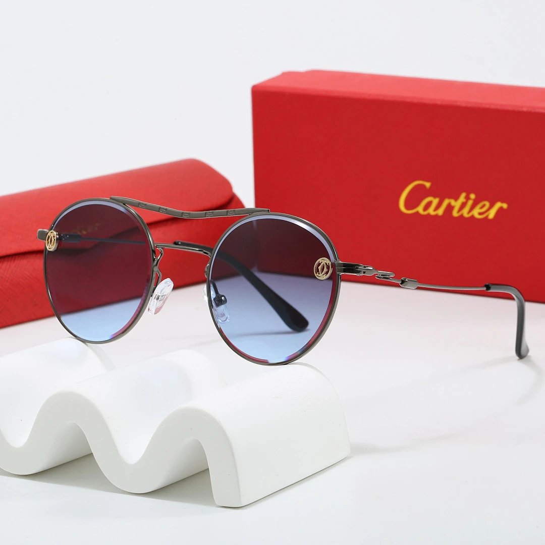 Cartier Red Tinted Lens Geometric Sunglasses, Polished Frame Style 05