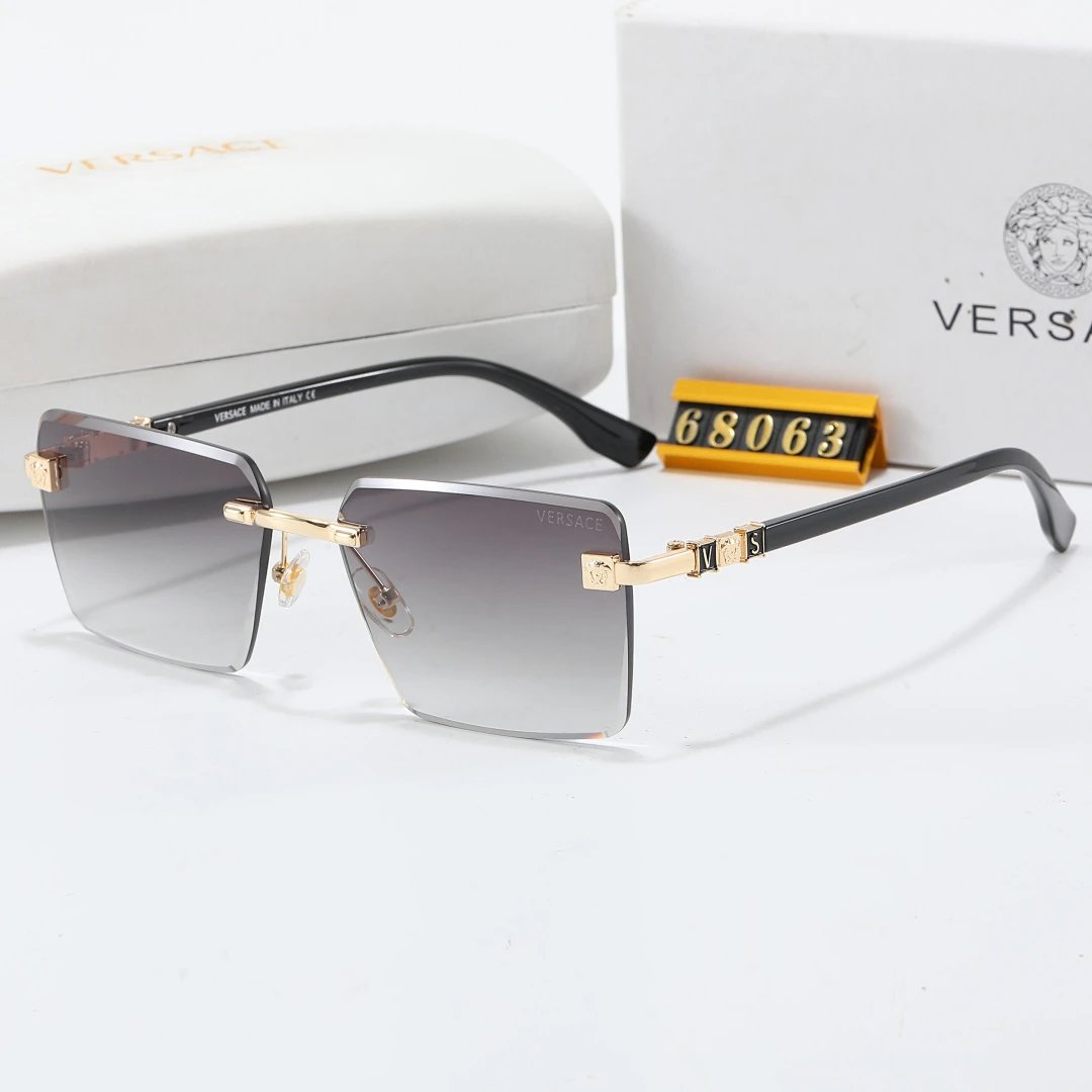 Versace Gray Tinted Lens Square Sunglasses, Polished Frame Style 13