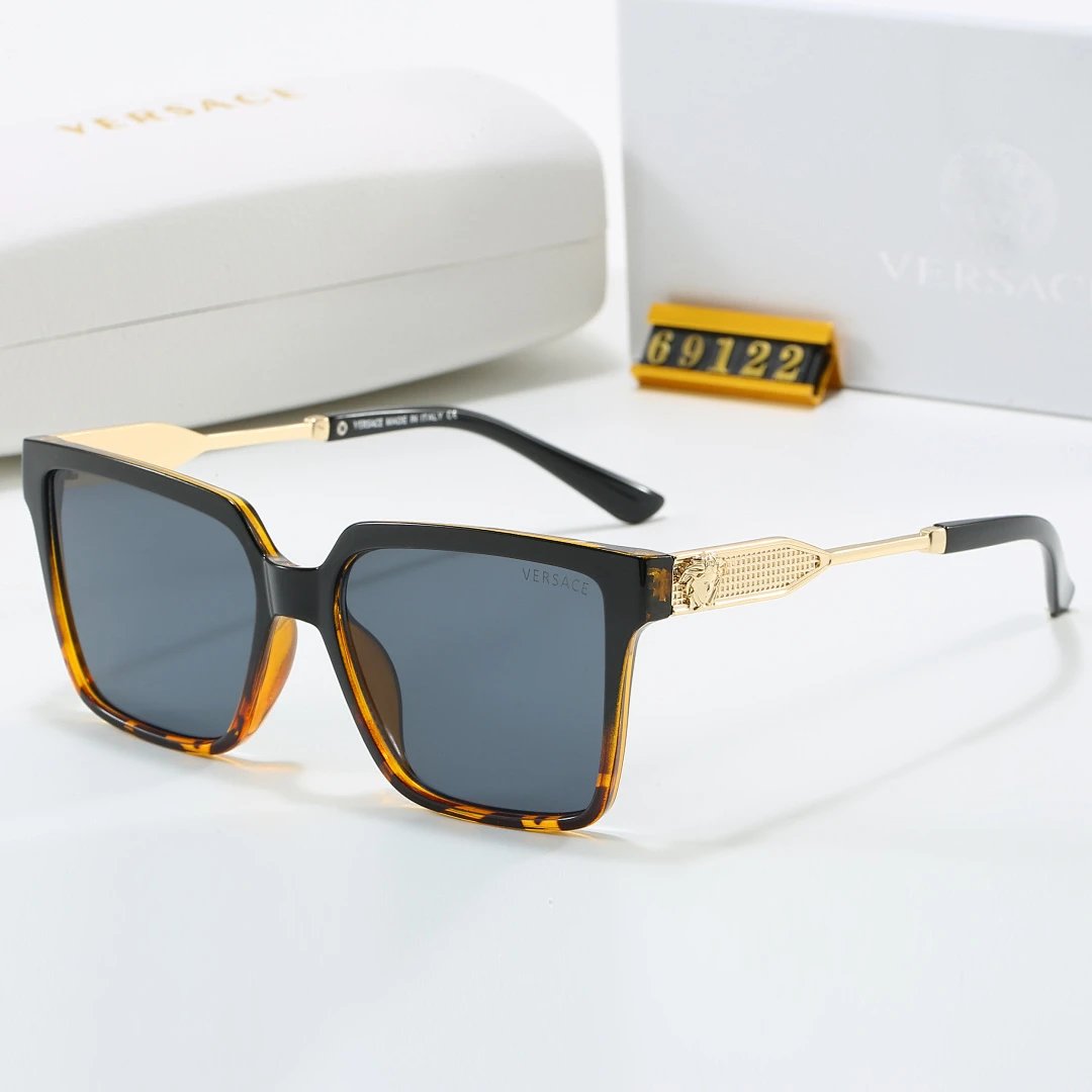 Versace Gray Tinted Lens Square Sunglasses, Polished Frame Style 30