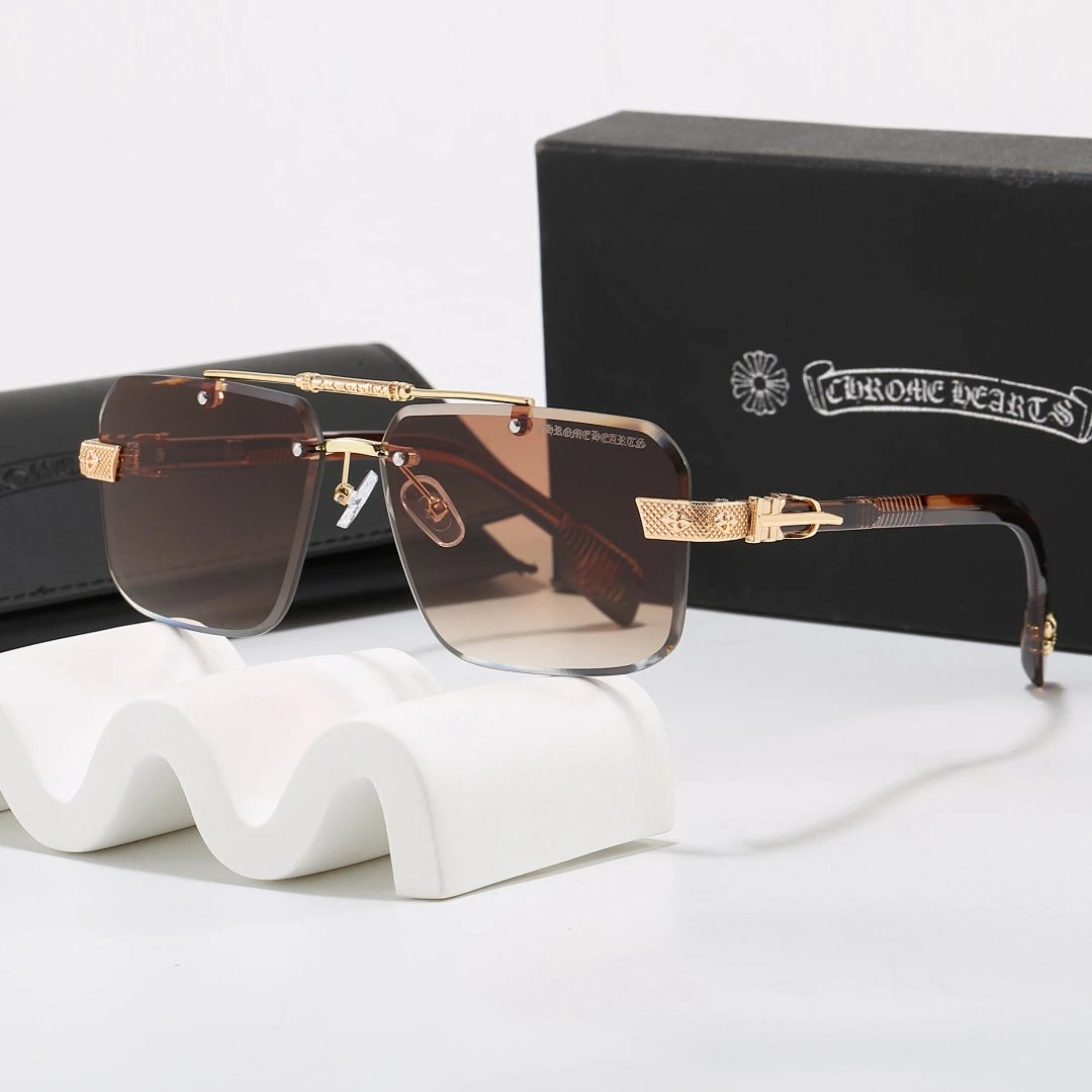 Chrome Hearts Black Tinted Lens Square Sunglasses, Polished Frame Style 04