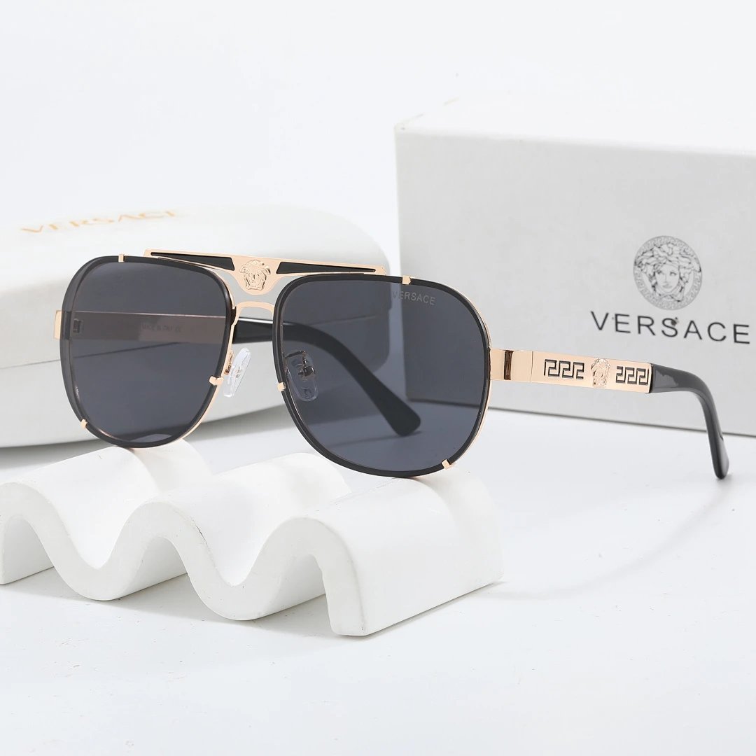 Versace Black Tinted Lens Square Sunglasses, Polished Frame Style 03