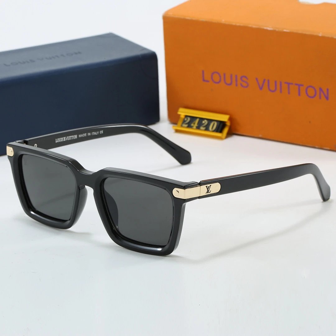 Louis Vuitton Tinted Lens Square Sunglasses, Polished Frame Style 13