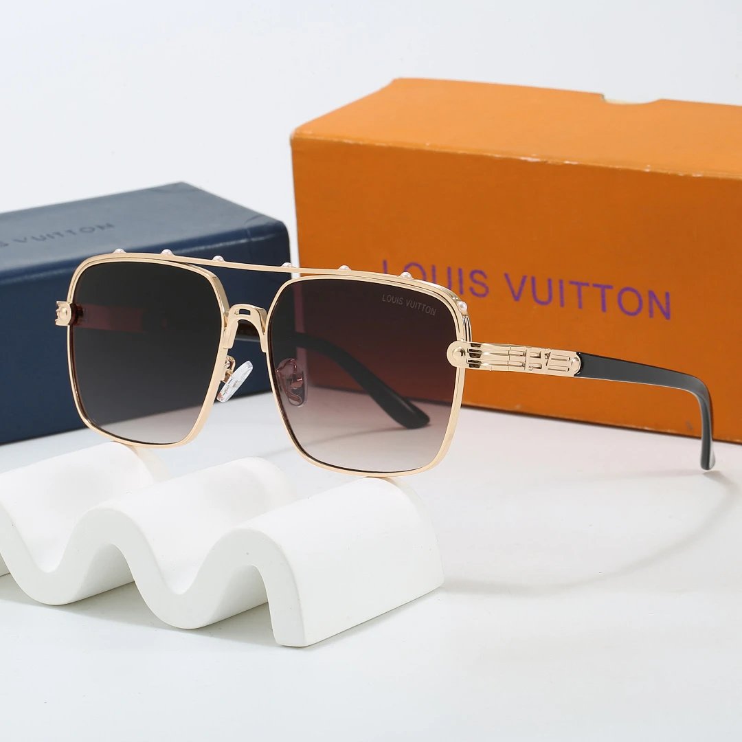 Louis Vuitton Brown Tinted Lens Square Sunglasses, Polished Frame Style 16