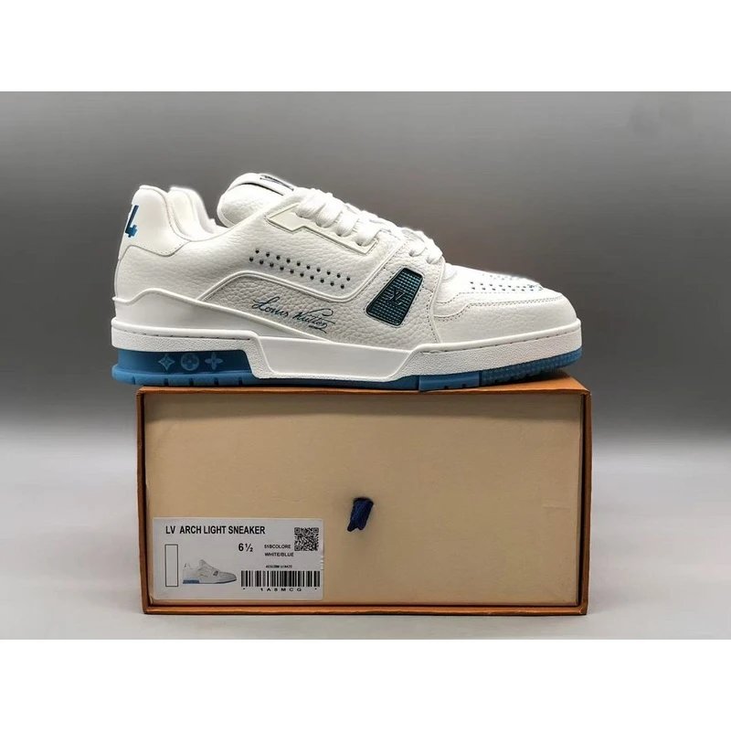 Trainer Low Top Sneakers   lace-up low-top flat sole Grey White - Style 32