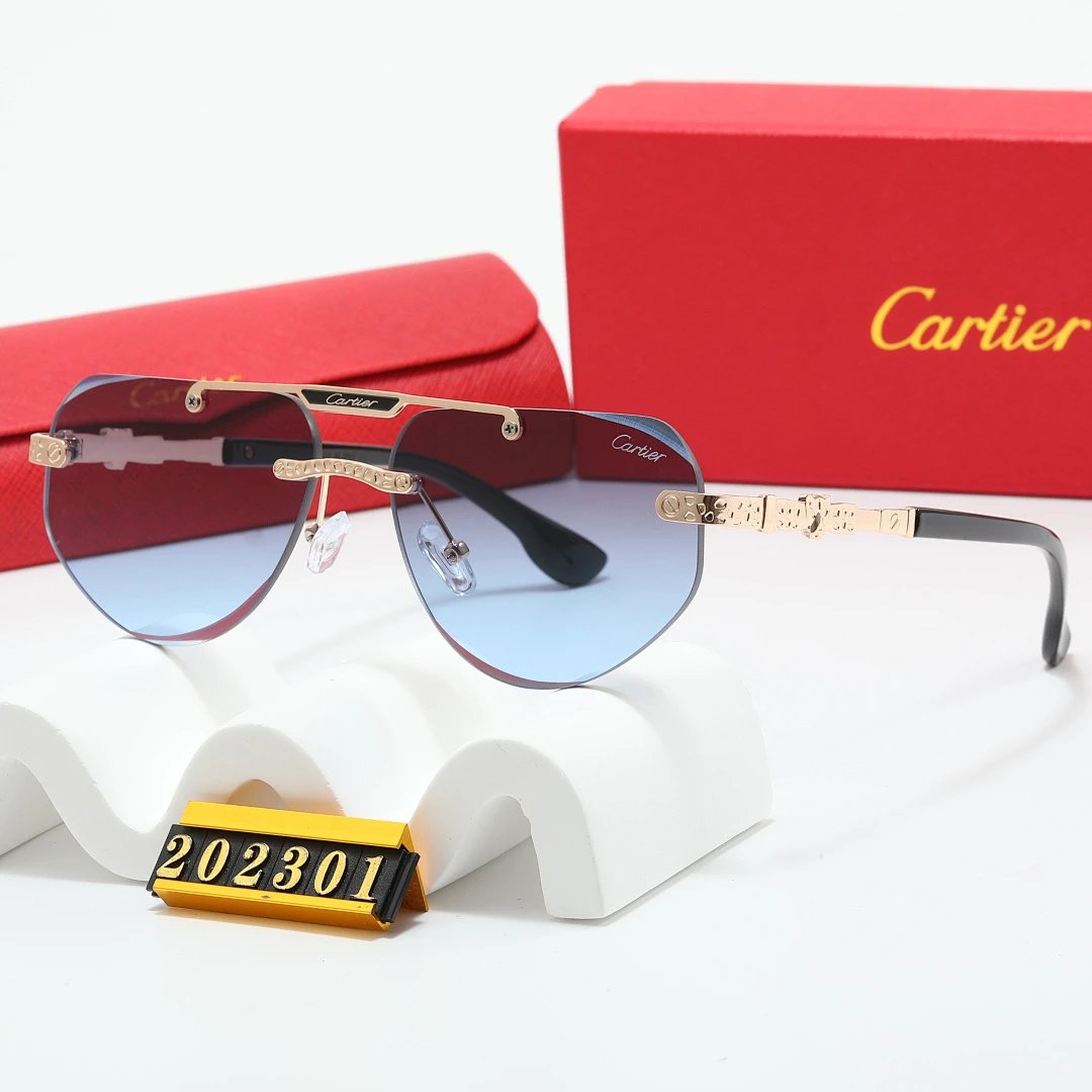 Cartier Red Tinted Lens Geometric Sunglasses, Polished Frame Style 19