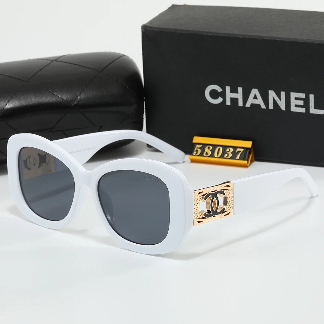 Chanel Black Tinted Lens Square Sunglasses, Polished Frame Style 25