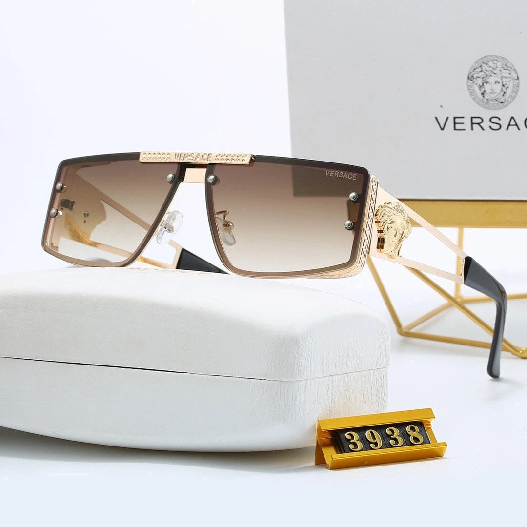 Versace Brown Tinted Lens Square Sunglasses, Polished Frame Style 12
