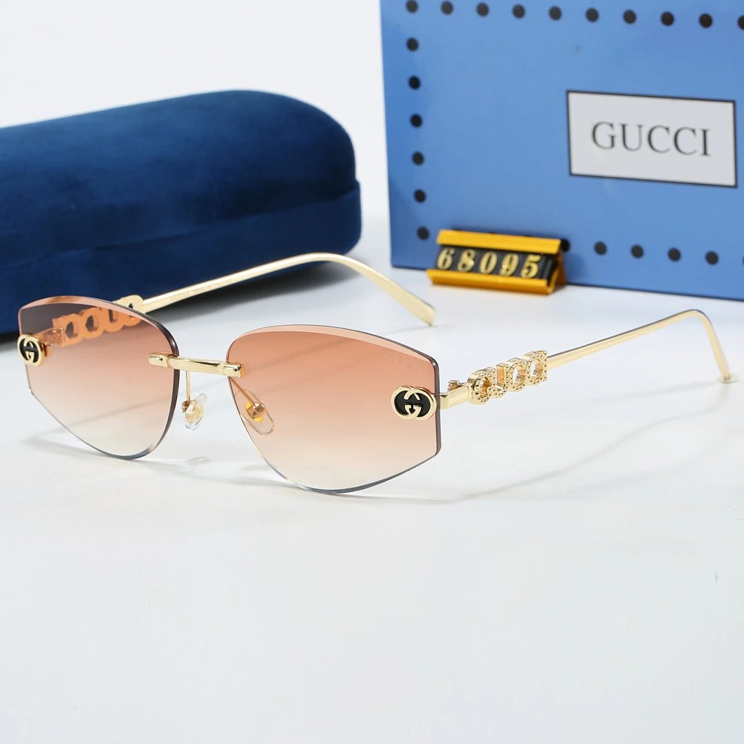 Gucci Blue Tinted Lens Square Sunglasses, Polished Frame Style 27