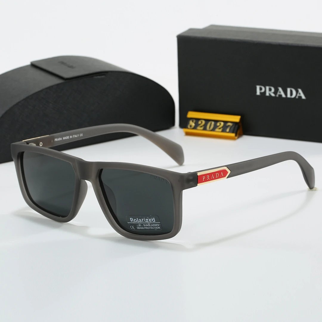 Prada Black Tinted Lens Square Sunglasses, Polished Frame Style 12