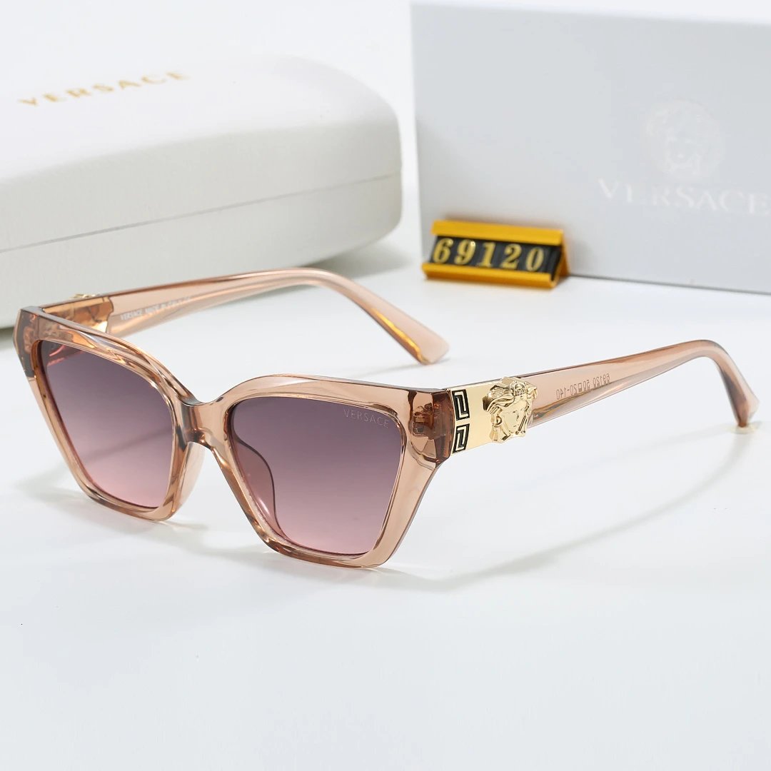 Versace Brown Tinted Lens Square Sunglasses, Polished Frame Style 06