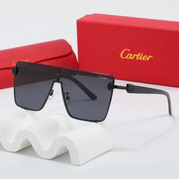 Cartier Red Tinted Lens Geometric Sunglasses, Polished Frame Style 06