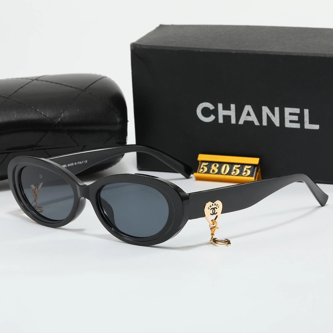 Chanel Black Tinted Lens Square Sunglasses, Polished Frame Style 20