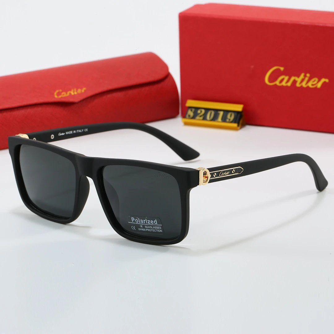 Cartier Red Tinted Lens Geometric Sunglasses, Polished Frame Style 03