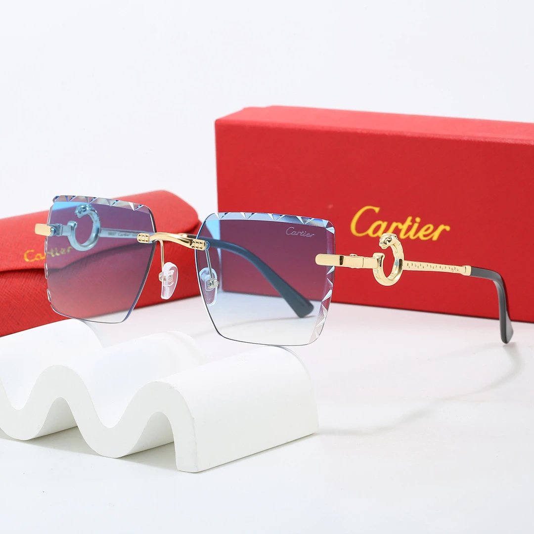 Cartier Red Tinted Lens Geometric Sunglasses, Polished Frame Style 08