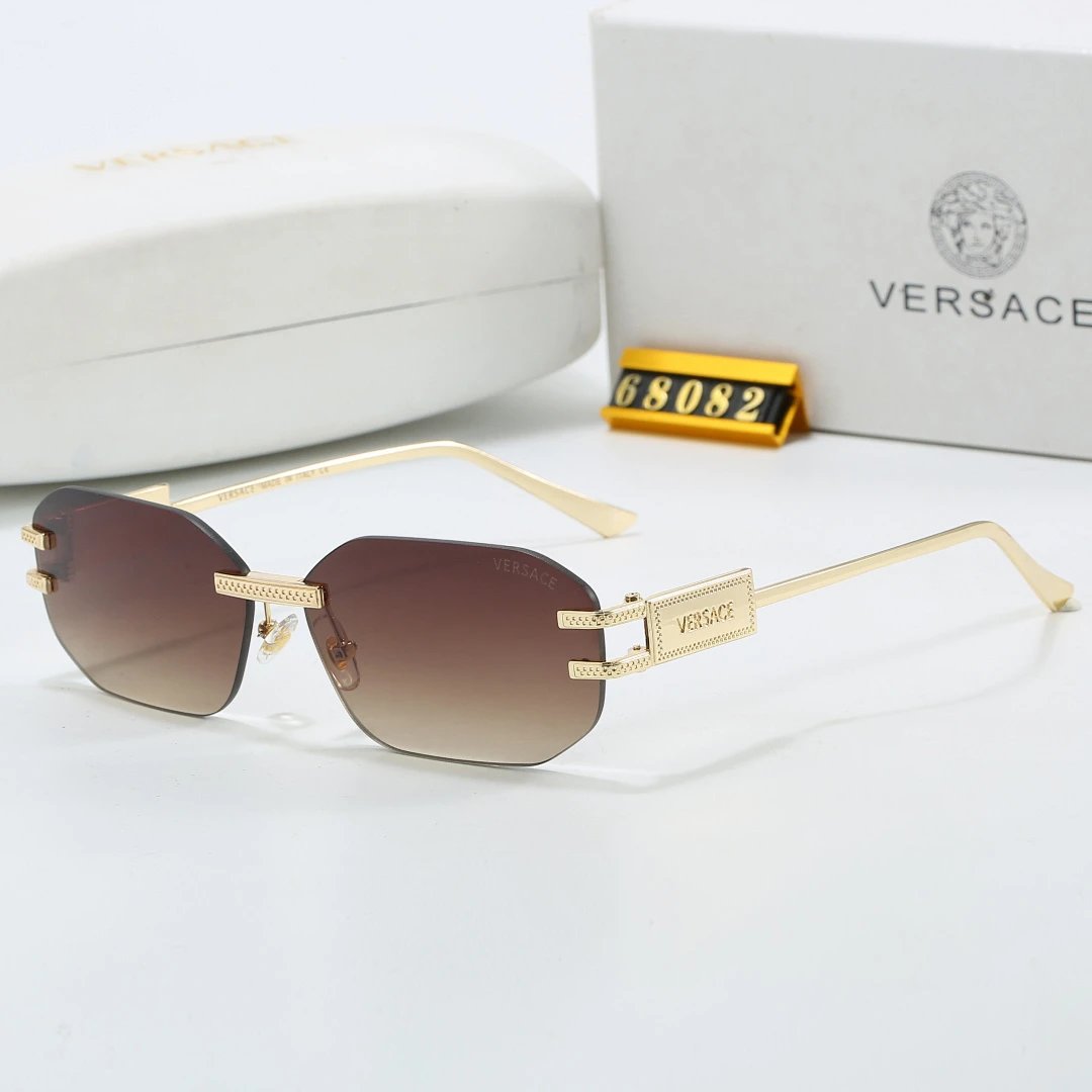 Versace Brown Tinted Lens Square Sunglasses, Polished Frame Style 09
