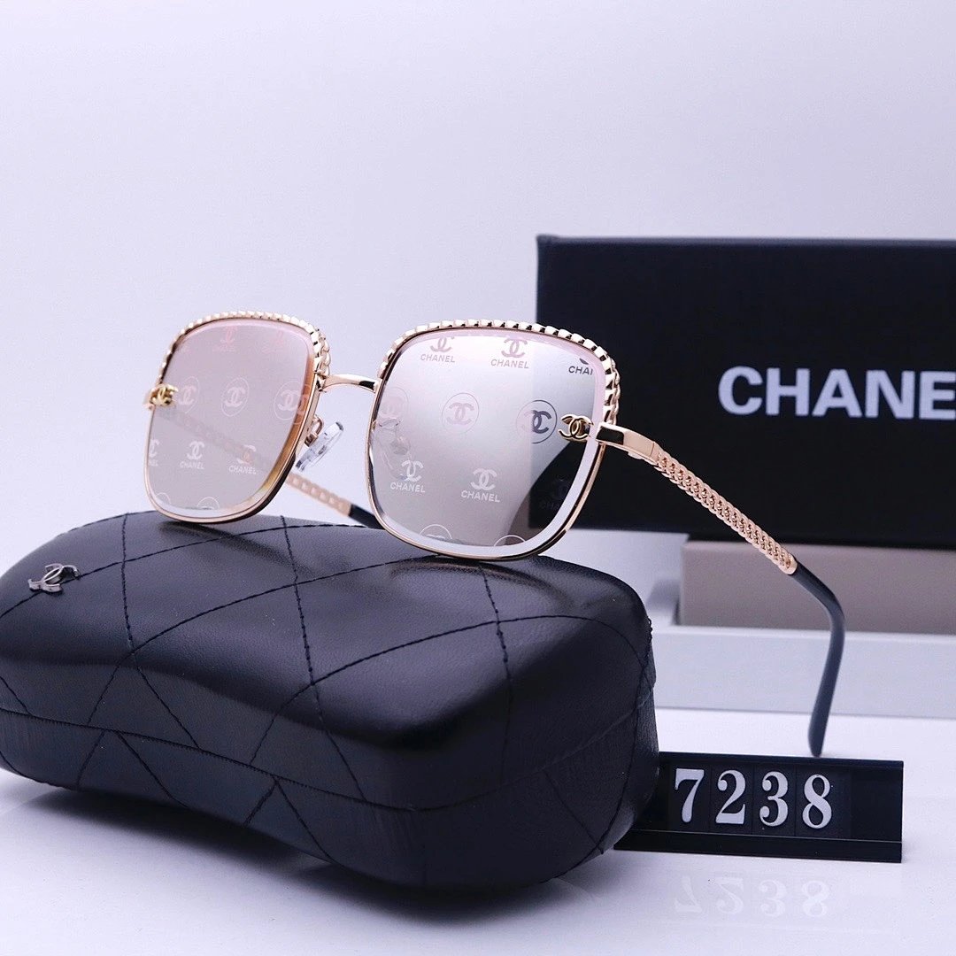 Chanel Black Tinted Lens Square Sunglasses, Polished Frame Style 25