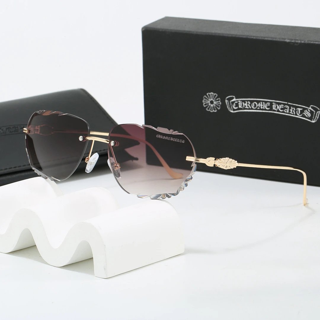 Chrome Hearts Black Tinted Lens Designer Sunglasses, Polished Frame Style 02