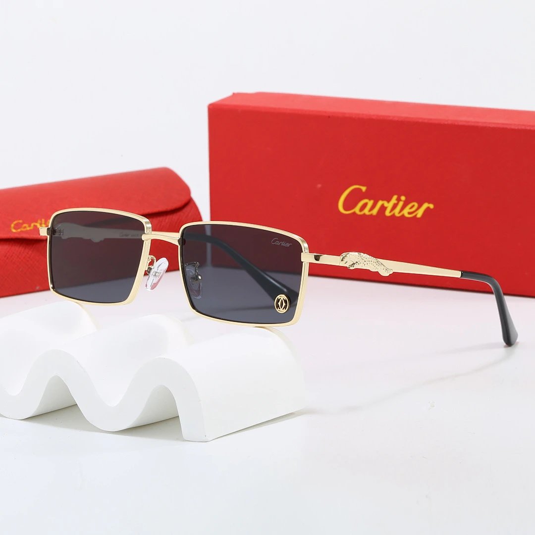 Cartier Red Tinted Lens Geometric Sunglasses, Polished Frame Style 07